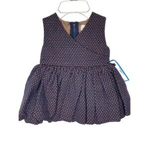 Right Bank Babies Brocade Bubble Dress 2T Royal blue red tan bursts NWT